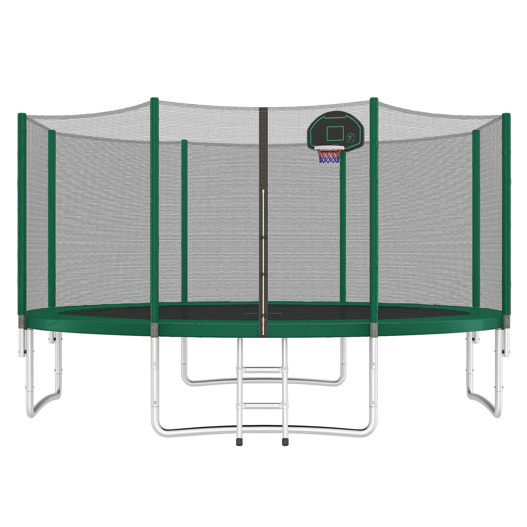 Harper&Bright Designs 14' Round Backyard Trampoline with Safety Enclosure
